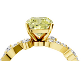 Yellow gold Fancy Yellow Cushion  Cut Solitaire Diamond Twisted Band with Pave Setting_51