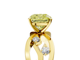 Yellow gold Fancy Yellow Cushion  Cut Solitaire Diamond with Side Stones on Criss-Cross Band and Four-Prong Setting_8