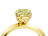 Yellow gold Fancy Yellow Cushion  Cut Solitaire Engagement Ring with Flat Band and Four-Prong Setting 4