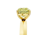 Yellow gold Fancy Yellow Cushion  Cut Solitaire Engagement Ring with Flat Band and Four-Prong Setting 5