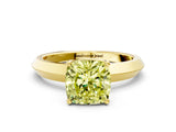 Yellow gold Fancy Yellow Cushion  Cut Solitaire Engagement Ring with Flat Band and Four-Prong Setting