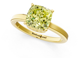 Yellow gold Fancy Yellow Cushion  Cut Solitaire Engagement Ring with Four-Prong Setting on a Classic Band_15