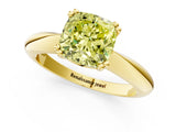 Yellow gold Fancy Yellow Cushion  Cut Solitaire Engagement Ring with Tapered Band and Four-Prong Setting 2