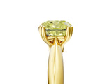 Yellow gold Fancy Yellow Cushion  Cut Solitaire Engagement Ring with Tapered Band and Four-Prong Setting