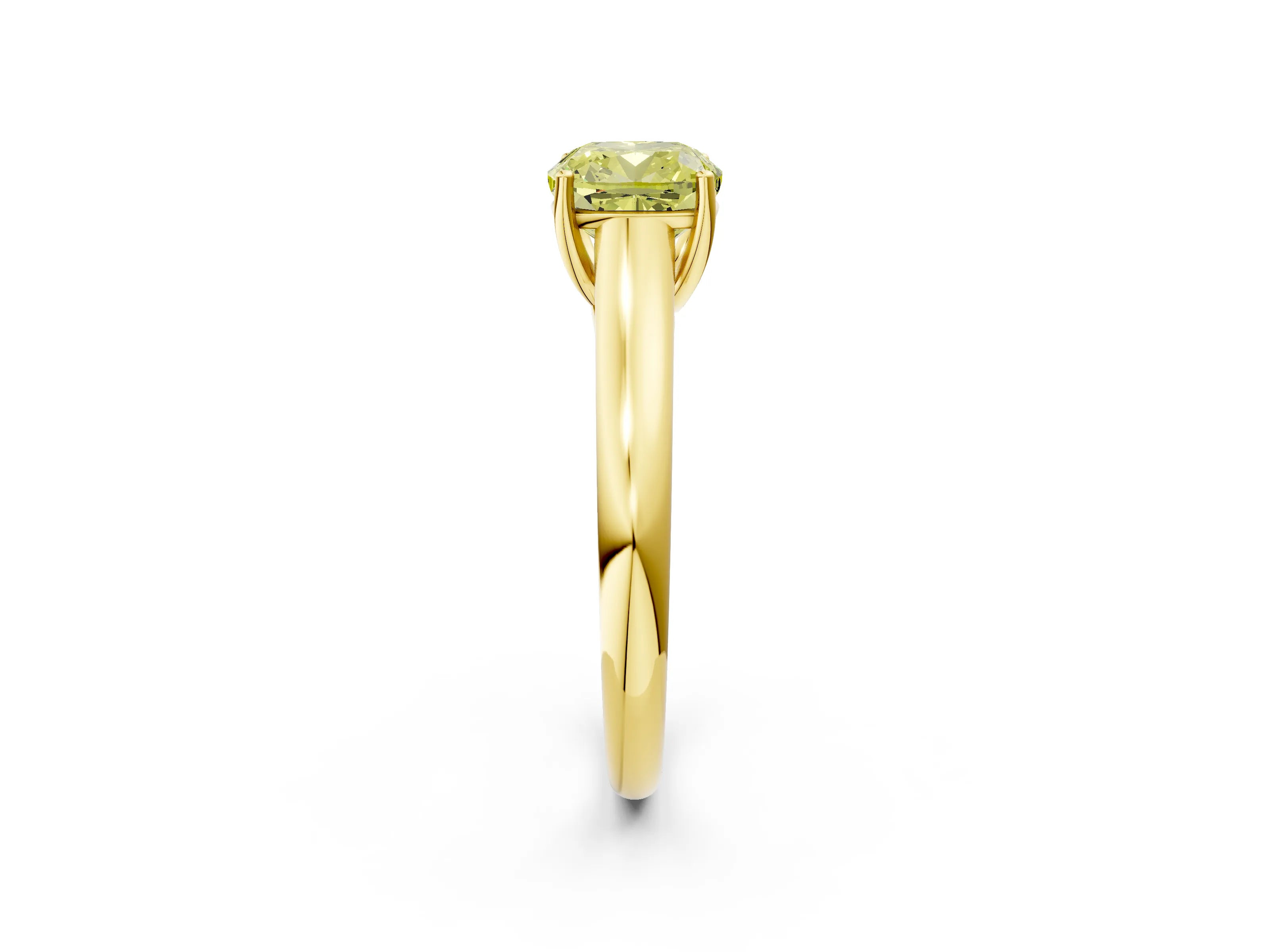 Yellow gold Fancy Yellow Cushion Cut Solitaire Engagement Ring with Tapered Band and Four-Prong Setting_5
