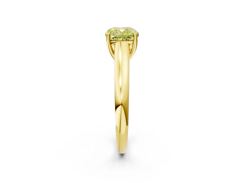 Yellow gold Fancy Yellow Cushion Cut Solitaire Engagement Ring with Tapered Band and Four-Prong Setting_5