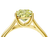 Yellow gold Fancy Yellow Cushion Cut Solitaire Engagement Ring with Tapered Band and Four-Prong Setting_7