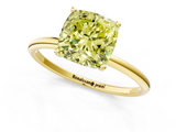 Yellow gold Fancy Yellow Cushion  Cut Solitaire Engagement Ring with Thin Band and Four-Prong Setting_4