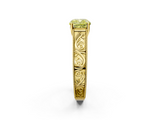 Yellow gold Fancy Yellow Cushion  Cut Solitaire Engraved Band with Four-Prong Setting_64