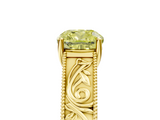 Yellow gold Fancy Yellow Cushion  Cut Solitaire Engraved Band with Four-Prong Setting_67