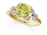 Yellow gold Fancy Yellow Cushion  Cut Solitaire Floral Diamond Ring with Four-Prong Setting_38