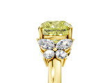 Yellow gold Fancy Yellow Cushion  Cut Solitaire Floral Diamond Ring with Four-Prong Setting_42