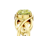 Yellow gold Fancy Yellow Cushion Cut Solitaire Intertwined Band Prong Setting Ring_5