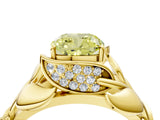Yellow gold Fancy Yellow Cushion Cut Solitaire Leaf-Inspired Engagement Ring with Prong Setting_16