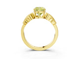 Yellow gold Fancy Yellow Cushion Cut Solitaire Milgrain Leaf Band with Prong Setting_3