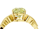 Yellow gold Fancy Yellow Cushion Cut Solitaire Milgrain Leaf Band with Prong Setting_4
