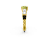 Yellow gold Fancy Yellow Cushion Cut Solitaire Princess Side Stone Engraved Band Prong Setting Ring_2