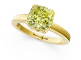Yellow gold Fancy Yellow Cushion  Cut Solitaire Ring with Four-Prong Setting and Classic Band_60