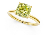 Yellow gold Fancy Yellow Cushion  Cut Solitaire Ring with Thin Band and Four-Prong Setting_17