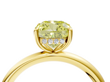 Yellow gold Fancy Yellow Cushion  Cut Solitaire Ring with Thin Band and Four-Prong Setting_20