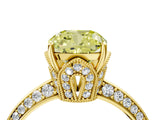 Yellow gold Fancy Yellow Cushion Cut Solitaire Split Shank Pave Diamond Engagement Ring with Four-Prong Setting_28