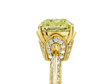 Yellow gold Fancy Yellow Cushion Cut Solitaire Split Shank Pave Diamond Engagement Ring with Four-Prong Setting_29