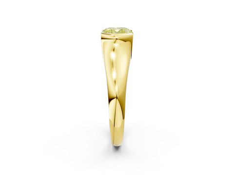 Yellow gold Fancy Yellow Cushion Cut Solitaire Tension Set Diamond Ring with Split Shank Band_2