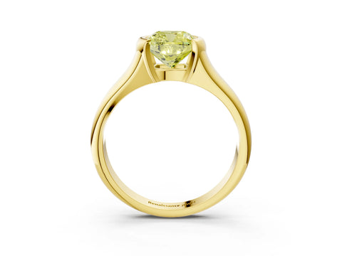 Yellow gold Fancy Yellow Cushion Cut Solitaire Tension Set Diamond Ring with Split Shank Band_3