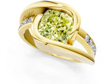 Yellow gold Fancy Yellow Cushion Cut Solitaire Tension-Set Diamond Split Shank Ring_1