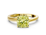 Yellow gold Fancy Yellow Cushion  Cut Solitaire Twist Band Ring with Four-Prong Setting_20