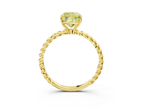 Yellow gold Fancy Yellow Cushion Cut Solitaire Twisted Band 4-Prong Ring_3