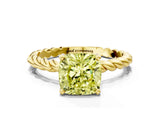 Yellow gold Fancy Yellow Cushion  Cut Solitaire Twisted Band with Four-Prong Setting_84