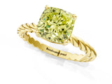 Yellow gold Fancy Yellow Cushion  Cut Solitaire Twisted Band with Four-Prong Setting_85