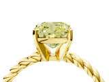 Yellow gold Fancy Yellow Cushion  Cut Solitaire Twisted Band with Four-Prong Setting_88