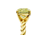 Yellow gold Fancy Yellow Cushion  Cut Solitaire Twisted Band with Four-Prong Setting_89