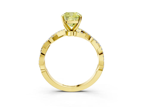 Yellow gold Fancy Yellow Cushion Cut Solitaire Twisted Pave Band with Four-Prong Setting_6