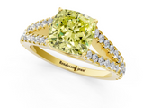 Yellow gold Fancy Yellow Cushion  Cut Split Shank Pave Diamond Engagement Ring with Four-Prong Setting_25