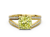Yellow gold Fancy Yellow Cushion  Cut Split Shank Pave Diamond Ring with Four-Prong Setting_58