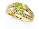 Yellow gold Fancy Yellow Cushion  Cut Split Shank Pave Diamond Ring with Four-Prong Setting_59