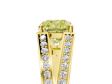 Yellow gold Fancy Yellow Cushion  Cut Split Shank Pave Diamond Ring with Four-Prong Setting_63