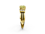 Yellow gold Fancy Yellow Cushion  Cut Three-Stone Channel Set Ring with Bar Prongs_30
