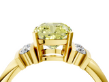 Yellow gold Fancy Yellow Cushion  Cut Three-Stone Channel Set Ring with Bar Prongs_32