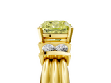 Yellow gold Fancy Yellow Cushion  Cut Three-Stone Channel Set Ring with Bar Prongs_33