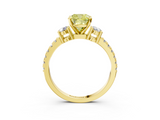 Yellow gold Fancy Yellow Cushion  Cut Three-Stone Diamond Pavé Band with Prong Setting_20