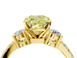 Yellow gold Fancy Yellow Cushion  Cut Three-Stone Diamond Pavé Band with Prong Setting_21