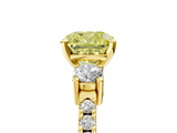 Yellow gold Fancy Yellow Cushion  Cut Three-Stone Diamond Pavé Band with Prong Setting_22