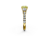 Yellow gold Fancy Yellow Cushion  Cut Three-Stone Diamond Pave Band with Prong Setting_34