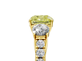 Yellow gold Fancy Yellow Cushion  Cut Three-Stone Diamond Pave Band with Prong Setting_37