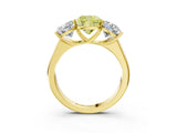 Yellow gold Fancy Yellow Cushion Cut Three-Stone Diamond Ring with Prong Setting on a Classic Band_15