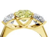 Yellow gold Fancy Yellow Cushion Cut Three-Stone Diamond Ring with Prong Setting on a Classic Band_16